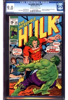 INCREDIBLE HULK #141 CGC 9.0 OW/WH PAGES front cover