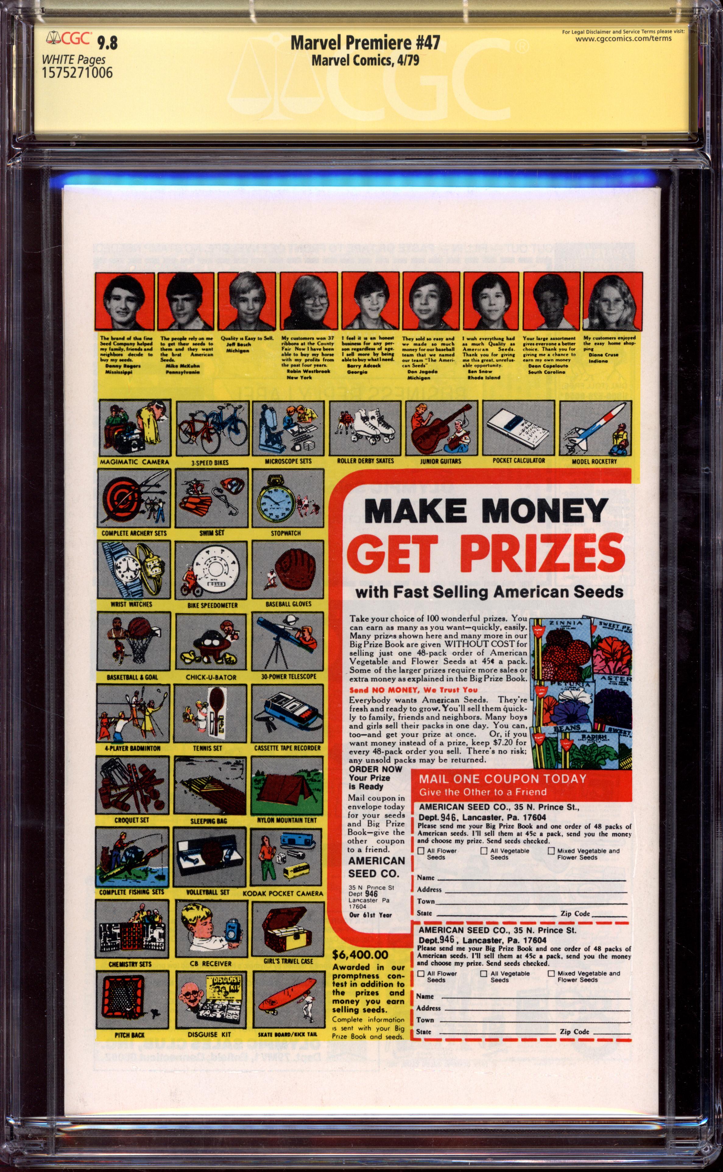 MARVEL PREMIERE Back Cover