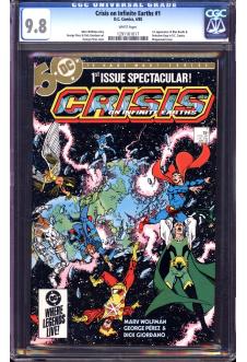 CRISIS ON INFINITE EARTHS #1 CGC 9.8 WHITE PAGES front cover