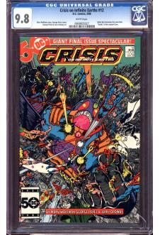 CRISIS ON INFINITE EARTHS #12 CGC 9.8 WHITE PAGES front cover