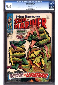 SUB-MARINER #3 CGC 9.4 WHITE PAGES front cover