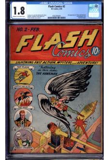FLASH COMICS #2 CGC 1.8 CR/OW PAGES front cover