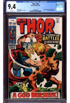THOR #166 CGC 9.4 WHITE PAGES front cover