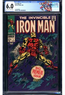 IRON MAN #1 CGC 6.0 OW/WH PAGES front cover