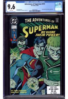 ADVENTURES OF SUPERMAN #473 CGC 9.6 WHITE PAGES front cover