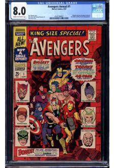 AVENGERS ANNUAL #1 CGC 8.0 CR/OW PAGES front cover