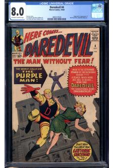 DAREDEVIL #4 CGC 8.0 OW/WH PAGES front cover
