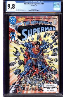 ADVENTURES OF SUPERMAN #468 CGC 9.8 WHITE PAGES front cover